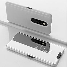 Coque Portefeuille Livre Cuir Miroir Housse Etui Clapet pour Xiaomi Mi 9T Blanc