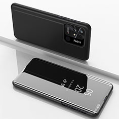 Coque Portefeuille Livre Cuir Miroir Housse Etui Clapet pour Xiaomi Redmi 10 Power Noir