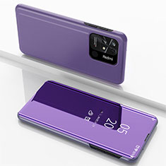 Coque Portefeuille Livre Cuir Miroir Housse Etui Clapet pour Xiaomi Redmi 10 Power Violet Clair