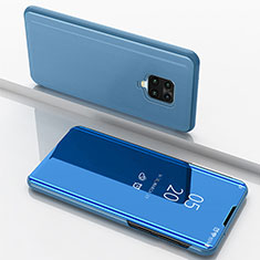 Coque Portefeuille Livre Cuir Miroir Housse Etui Clapet pour Xiaomi Redmi 10X 5G Bleu