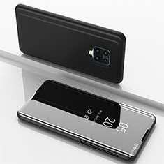 Coque Portefeuille Livre Cuir Miroir Housse Etui Clapet pour Xiaomi Redmi 10X 5G Noir