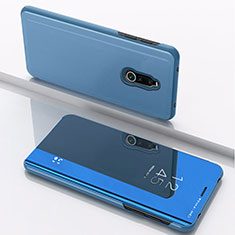 Coque Portefeuille Livre Cuir Miroir Housse Etui Clapet pour Xiaomi Redmi 8 Bleu