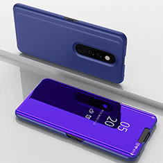 Coque Portefeuille Livre Cuir Miroir Housse Etui Clapet pour Xiaomi Redmi K20 Pro Bleu