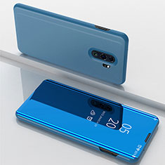 Coque Portefeuille Livre Cuir Miroir Housse Etui Clapet pour Xiaomi Redmi Note 8 Pro Bleu