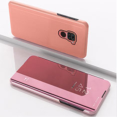 Coque Portefeuille Livre Cuir Miroir Housse Etui Clapet QH1 pour Xiaomi Redmi 10X 4G Or Rose