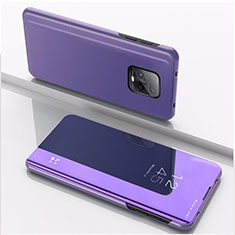 Coque Portefeuille Livre Cuir Miroir Housse Etui Clapet QH1 pour Xiaomi Redmi 10X 5G Violet Clair