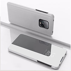 Coque Portefeuille Livre Cuir Miroir Housse Etui Clapet QH1 pour Xiaomi Redmi 10X Pro 5G Argent