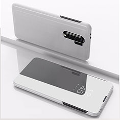 Coque Portefeuille Livre Cuir Miroir Housse Etui Clapet QH1 pour Xiaomi Redmi 9 Argent