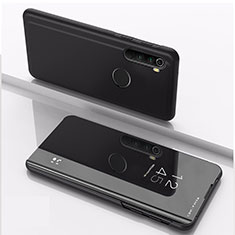 Coque Portefeuille Livre Cuir Miroir Housse Etui Clapet QH1 pour Xiaomi Redmi Note 8 (2021) Noir