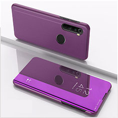 Coque Portefeuille Livre Cuir Miroir Housse Etui Clapet QH1 pour Xiaomi Redmi Note 8 (2021) Violet