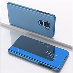 Coque Portefeuille Livre Cuir Miroir Housse Etui Clapet QH1 pour Xiaomi Redmi Note 9 Bleu