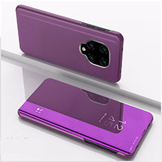 Coque Portefeuille Livre Cuir Miroir Housse Etui Clapet QH1 pour Xiaomi Redmi Note 9 Pro Max Violet