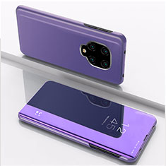 Coque Portefeuille Livre Cuir Miroir Housse Etui Clapet QH1 pour Xiaomi Redmi Note 9 Pro Max Violet Clair