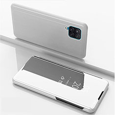 Coque Portefeuille Livre Cuir Miroir Housse Etui Clapet ZL1 pour Samsung Galaxy A12 5G Argent