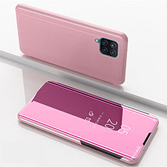 Coque Portefeuille Livre Cuir Miroir Housse Etui Clapet ZL1 pour Samsung Galaxy A12 5G Or Rose