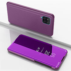 Coque Portefeuille Livre Cuir Miroir Housse Etui Clapet ZL1 pour Samsung Galaxy A12 5G Violet Clair