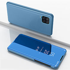 Coque Portefeuille Livre Cuir Miroir Housse Etui Clapet ZL1 pour Samsung Galaxy A12 Bleu