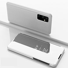 Coque Portefeuille Livre Cuir Miroir Housse Etui Clapet ZL1 pour Samsung Galaxy A15 5G Argent