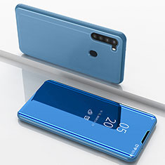 Coque Portefeuille Livre Cuir Miroir Housse Etui Clapet ZL1 pour Samsung Galaxy A21 Bleu
