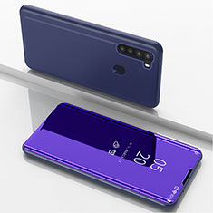 Coque Portefeuille Livre Cuir Miroir Housse Etui Clapet ZL1 pour Samsung Galaxy A21 Violet
