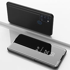 Coque Portefeuille Livre Cuir Miroir Housse Etui Clapet ZL1 pour Samsung Galaxy A21s Noir