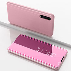 Coque Portefeuille Livre Cuir Miroir Housse Etui Clapet ZL1 pour Samsung Galaxy A30S Or Rose