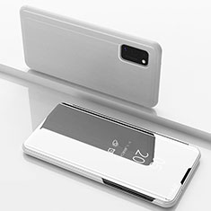Coque Portefeuille Livre Cuir Miroir Housse Etui Clapet ZL1 pour Samsung Galaxy A41 Argent