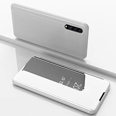 Coque Portefeuille Livre Cuir Miroir Housse Etui Clapet ZL1 pour Samsung Galaxy A50 Argent
