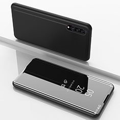 Coque Portefeuille Livre Cuir Miroir Housse Etui Clapet ZL1 pour Samsung Galaxy A50 Noir