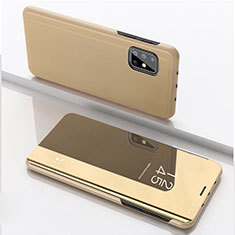 Coque Portefeuille Livre Cuir Miroir Housse Etui Clapet ZL1 pour Samsung Galaxy A51 4G Or