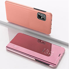 Coque Portefeuille Livre Cuir Miroir Housse Etui Clapet ZL1 pour Samsung Galaxy A51 4G Or Rose