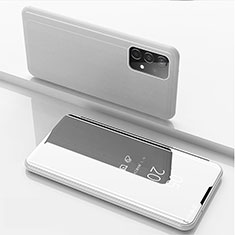 Coque Portefeuille Livre Cuir Miroir Housse Etui Clapet ZL1 pour Samsung Galaxy A52 4G Argent