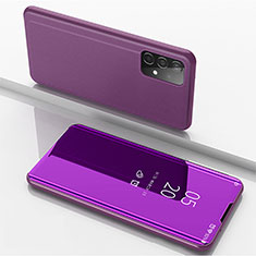 Coque Portefeuille Livre Cuir Miroir Housse Etui Clapet ZL1 pour Samsung Galaxy A52 4G Violet Clair
