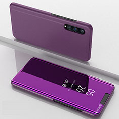 Coque Portefeuille Livre Cuir Miroir Housse Etui Clapet ZL1 pour Samsung Galaxy A70 Violet Clair