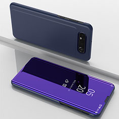 Coque Portefeuille Livre Cuir Miroir Housse Etui Clapet ZL1 pour Samsung Galaxy A80 Violet