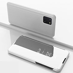 Coque Portefeuille Livre Cuir Miroir Housse Etui Clapet ZL1 pour Samsung Galaxy A81 Argent