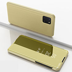 Coque Portefeuille Livre Cuir Miroir Housse Etui Clapet ZL1 pour Samsung Galaxy A81 Or
