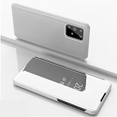 Coque Portefeuille Livre Cuir Miroir Housse Etui Clapet ZL1 pour Samsung Galaxy A91 Argent