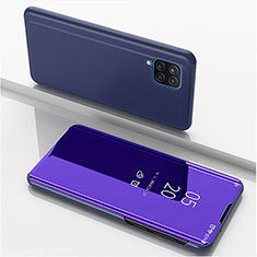 Coque Portefeuille Livre Cuir Miroir Housse Etui Clapet ZL1 pour Samsung Galaxy M12 Violet