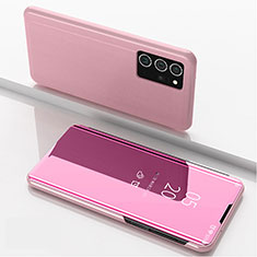 Coque Portefeuille Livre Cuir Miroir Housse Etui Clapet ZL1 pour Samsung Galaxy Note 20 Ultra 5G Or Rose