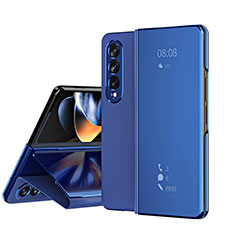 Coque Portefeuille Livre Cuir Miroir Housse Etui Clapet ZL1 pour Samsung Galaxy Z Fold3 5G Bleu