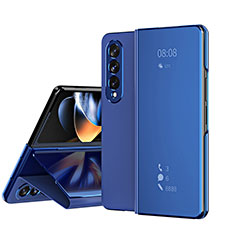 Coque Portefeuille Livre Cuir Miroir Housse Etui Clapet ZL1 pour Samsung Galaxy Z Fold4 5G Bleu