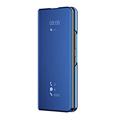 Coque Portefeuille Livre Cuir Miroir Housse Etui Clapet ZL2 pour Samsung Galaxy Z Fold3 5G Bleu