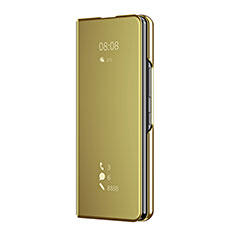 Coque Portefeuille Livre Cuir Miroir Housse Etui Clapet ZL2 pour Samsung Galaxy Z Fold3 5G Or
