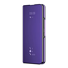 Coque Portefeuille Livre Cuir Miroir Housse Etui Clapet ZL2 pour Samsung Galaxy Z Fold3 5G Violet