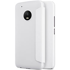 Coque Portefeuille Livre Cuir pour Motorola Moto G5 Plus Blanc