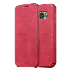 Coque Portefeuille Livre Cuir pour Samsung Galaxy S7 Edge G935F Rouge