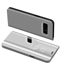 Coque Portefeuille Livre Cuir S01 pour Samsung Galaxy Note 8 Duos N950F Argent