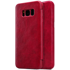 Coque Portefeuille Livre Cuir S01 pour Samsung Galaxy S8 Plus Rouge