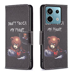 Coque Portefeuille Motif Fantaisie Livre Cuir Etui Clapet B01F pour Xiaomi Redmi Note 13 Pro 5G Gris Fonce